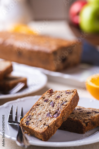 Piece of cake with fresh fruit