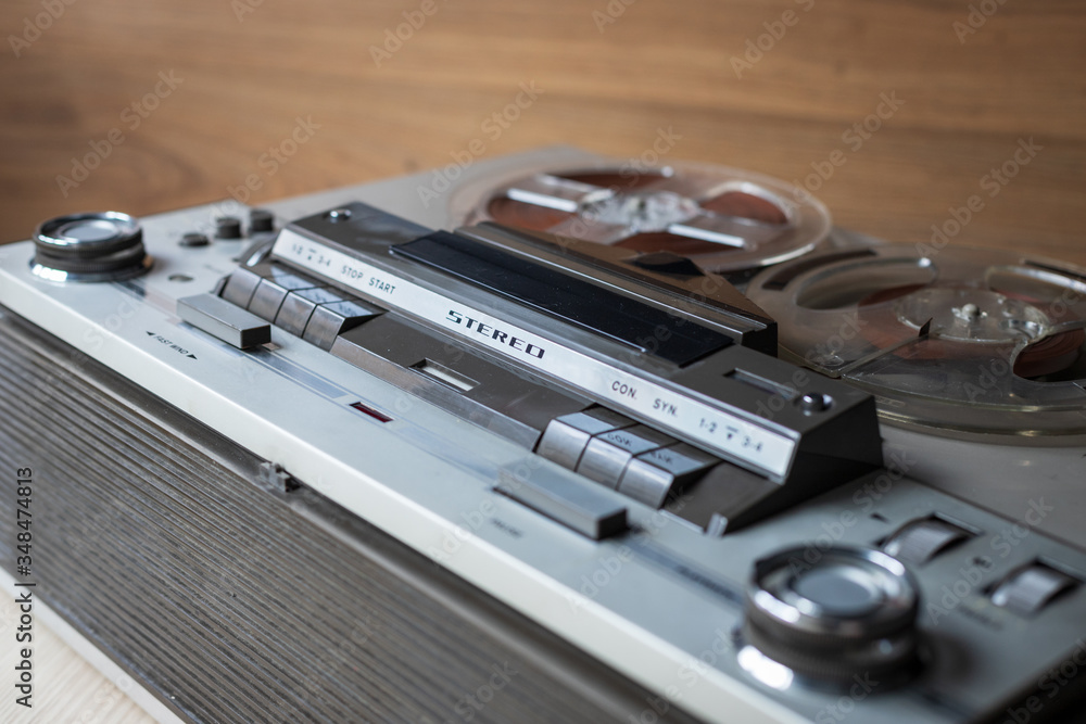 start of old tape recorder, play, pause, rewind, man playing start of old tape recorder, play, pause, rewind, man playing
