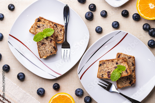 Piece of cake with fresh fruit