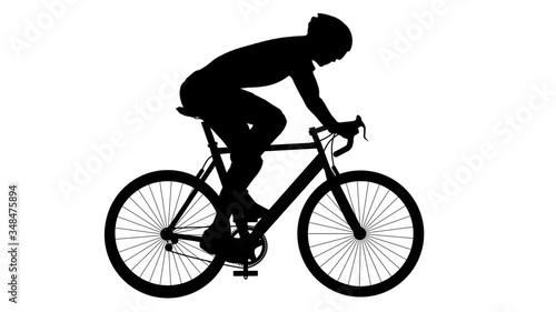 silhouette of a man riding a bike side view loop ,alpha