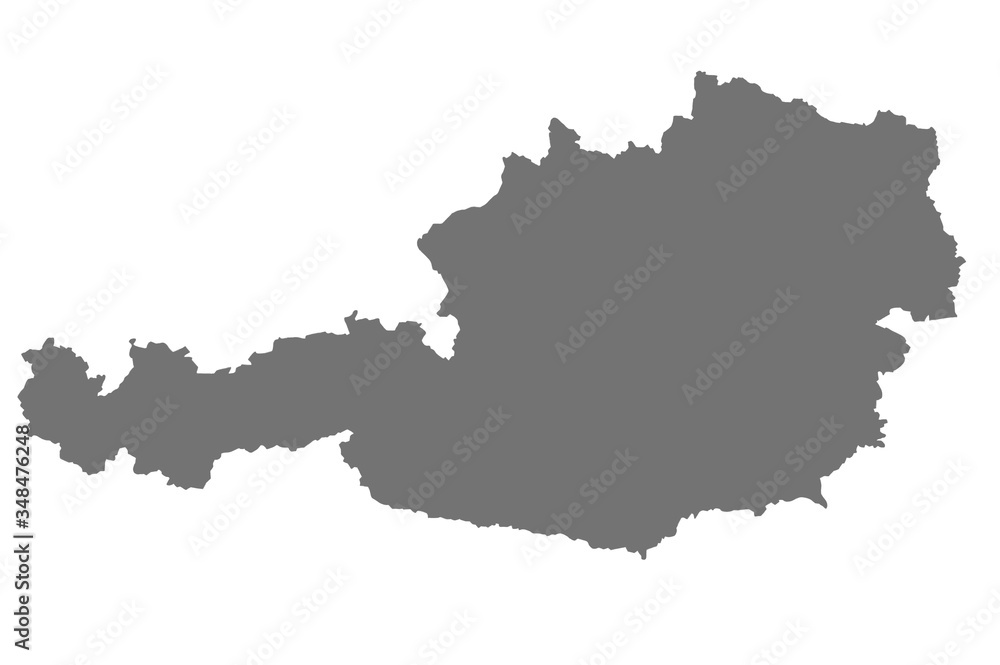 Map of Austria with isolated on white background