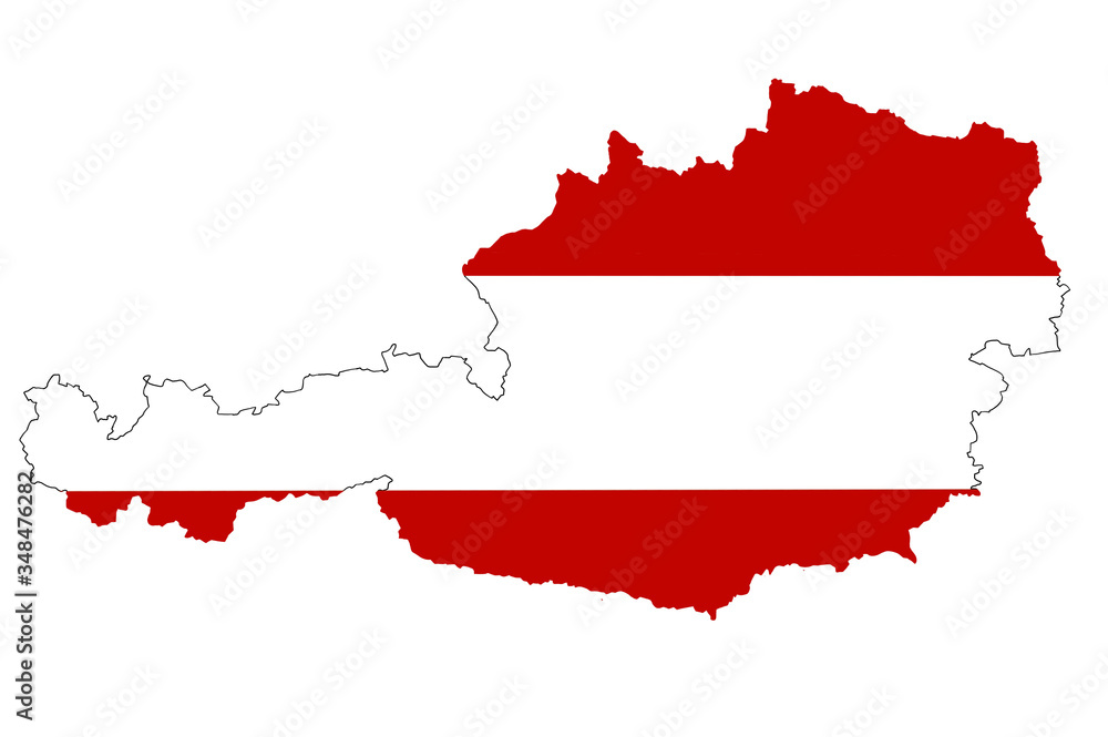 Map of Austria with national flag isolated on white background Map of Austria with national flag isolated on white background