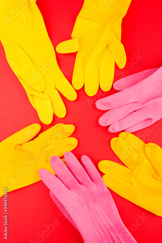 rubber gloves for cleaning. hand protection gloves