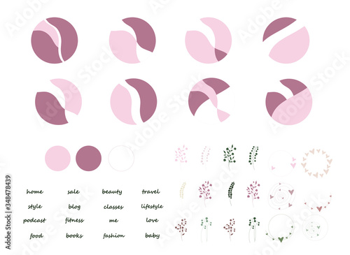 Highlights of Cover Stories  with abstract flowers, hearts and inscriptions