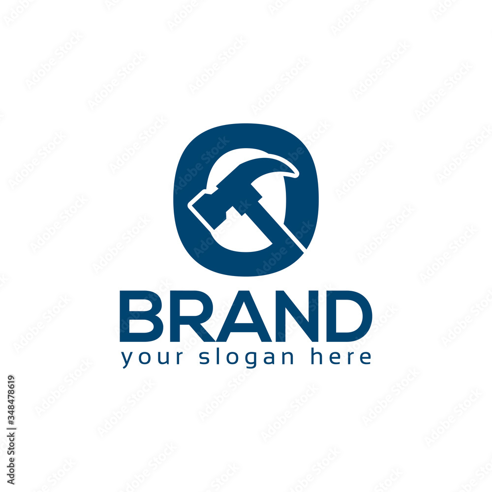 Letter O Hammer Logo. Flat design. Vector Illustration on white background Letter O Hammer Logo. Flat design. Vector Illustration on white background
