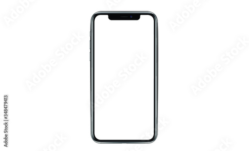 Smartphone with a blank screen lying on a flat surface. High Resolution Vector illustration of responsive web design ,app, template site,The shape of a modern mobile phone Designed New black frameless