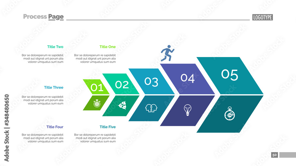 Five steps process chart slide template. Business data. Plan, diagram ...