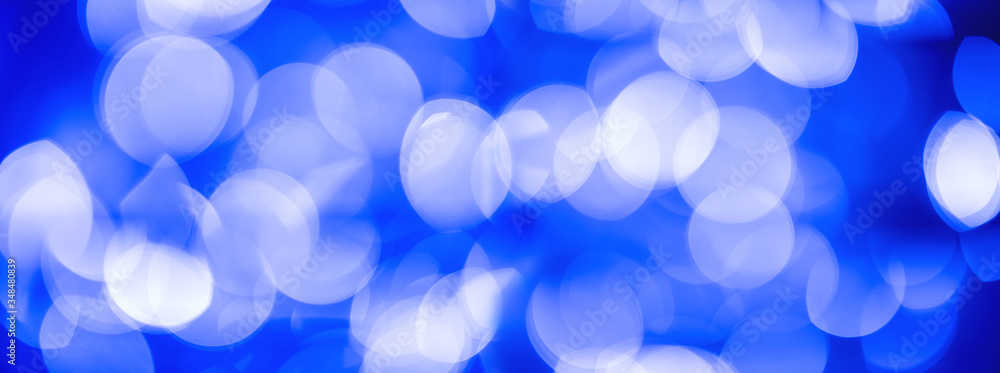 Large blue bokeh abstract background banner