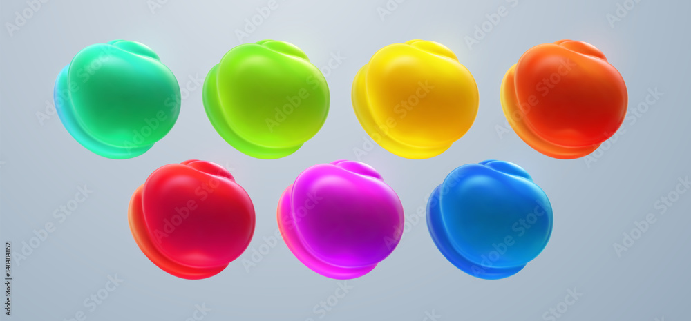 Glossy organic bubbles set. Abstract 3d spherical shapes. Vector realistic illustration of fluid substance. Trendy banners or elements for poster design. Glossy organic bubbles set. Abstract 3d spherical shapes. Vector realistic illustration of fluid substance. Trendy banners or elements for poster design.