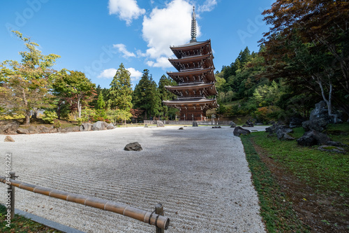 The peaceful and beautiful without people suburb of temple and castle Japan between the epidemic