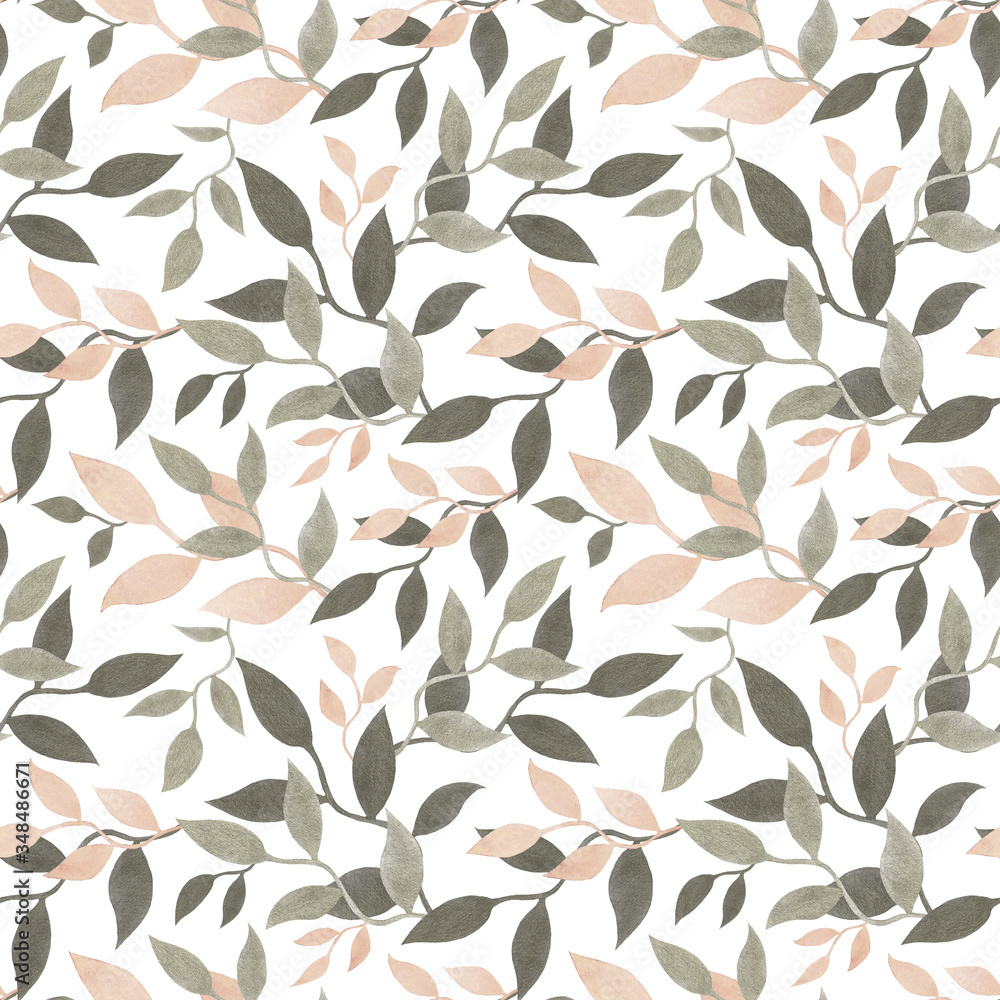 seamless pattern with plant . Watercolor seamless pattern with plant . Watercolor