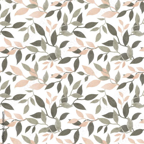 seamless pattern with plant . Watercolor
