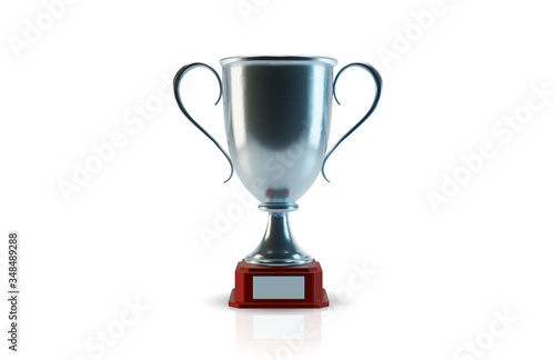 Vector golden cup, isolated 3d object, realistic design. Poster and element for sports tournaments and other events. Symbol of victory and success. Celebration and ceremony concept.