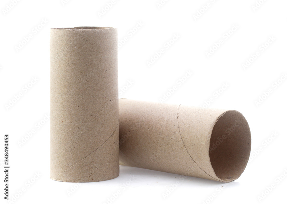 Leftover tissue paper roll on white isolate background Leftover tissue paper roll on white isolate background