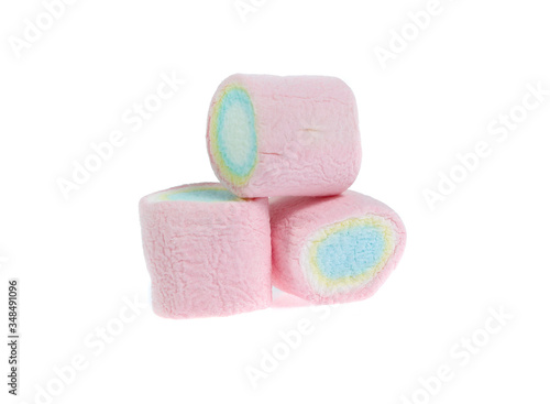 colorful marshmallows candy  on white background
