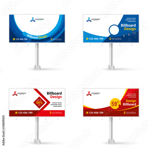 Billboard sign, set banner design ideas for outdoor advertising, inspirational graphic design for placing photos and text, vector background	