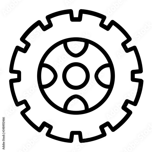 Spare Tire Symbol, Simple Perfect Shape Wear Tire Concept, Tyre with Alloy Rim Vector Icon Design, Car Tyre and Alignment Service Center Symbol on white background 