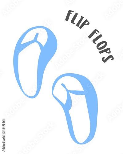 Summer flip flop slippers drawing hand painted with ink