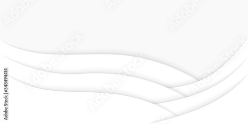 White paper cut background. Template in origami style. Carving backdrop white color. Vector illustration layered wave. 3D white wallpaper. Design for card, brochure, cover, banner, booklet. Stock.
