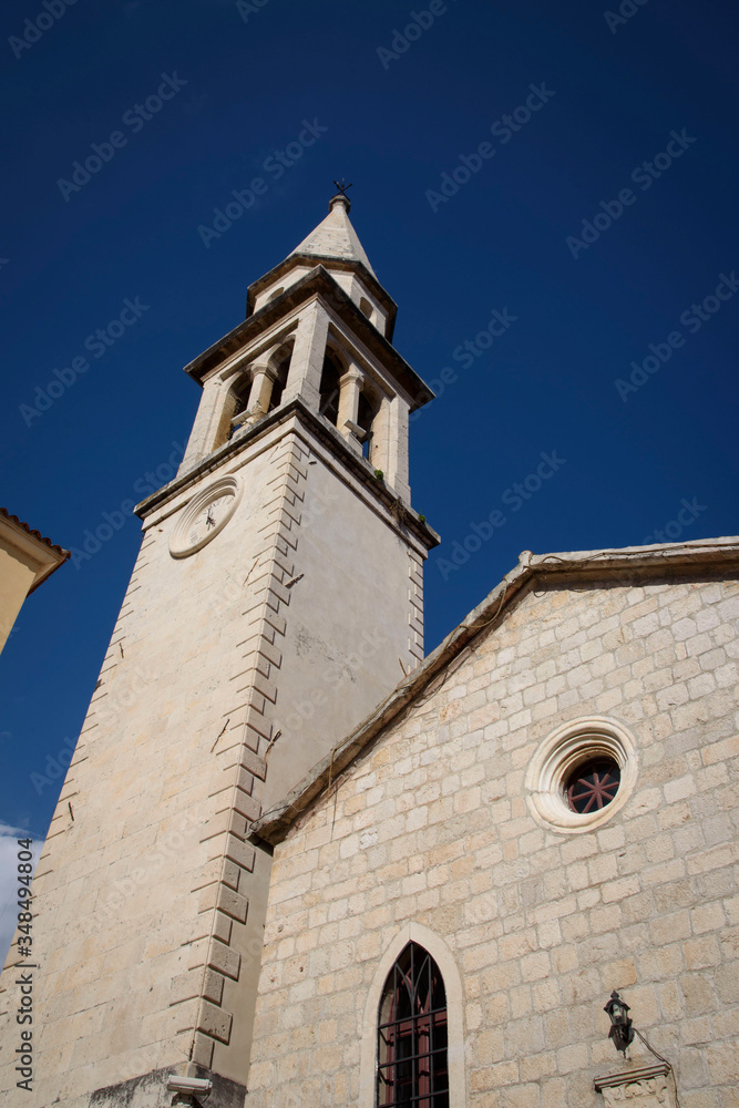 Church in Budva, city located on the coast of the Adriatic Sea in Montenegro, Europe.