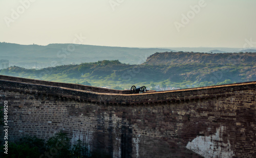 Cannons at Mehrangarh or Mehran Fort, located in Jodhpur, Rajasthan, India 