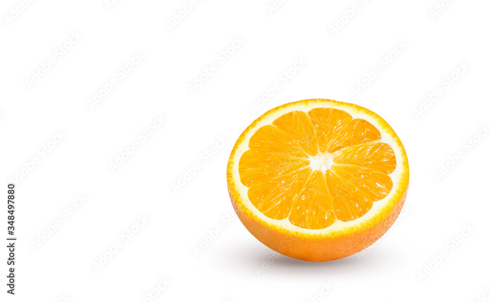 Fresh orange juice in glass or bottle with fruits, isolated on white Fresh orange juice in glass or bottle with fruits, isolated on white