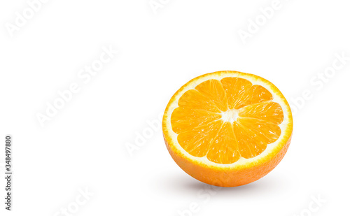 Fresh orange juice in glass or bottle with fruits  isolated on white