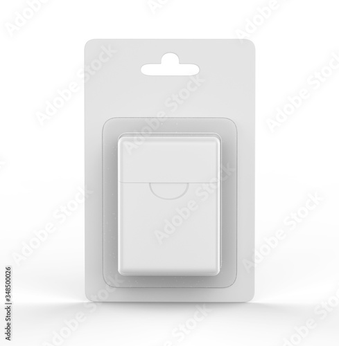 Tablou canvas Dental Floss Blister Packaging with hand tab For Mockup And Branding, 3d render illustration