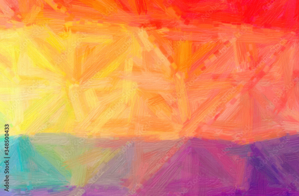 Fototapeta premium Abstract illustration of orange, pink, red, yellow Bristle Brush Oil Paint background