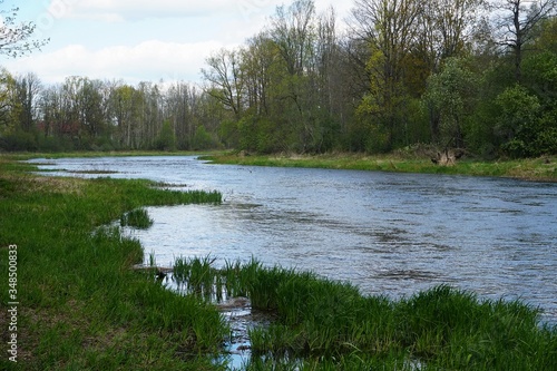 River Memele near Kurmene in spring on a sunny day, Latvia