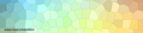 Abstract illustration of blue green orange colorful Middle size hexagon banner background, digitally generated.