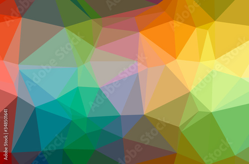 Illustration of abstract Blue, Green, Orange horizontal low poly background. Beautiful polygon design pattern.