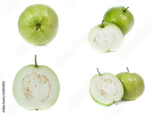 Guava isolated on white background(set)