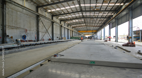 large pre-fab concrete walls in storage