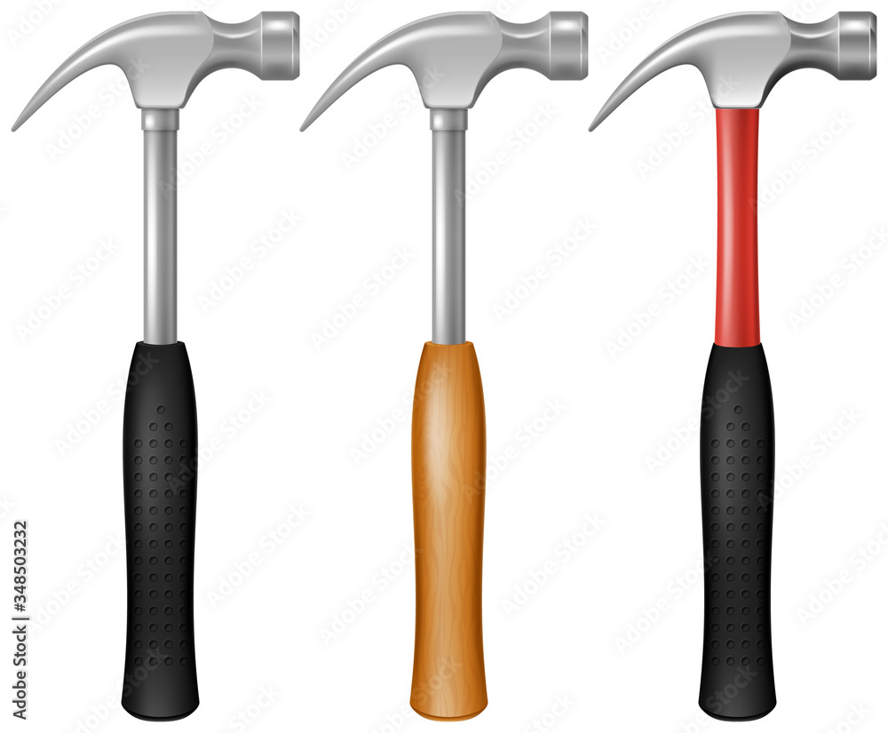 Set of steel carpenter's hammers. Vector illustration. Set of steel carpenter's hammers. Vector illustration.