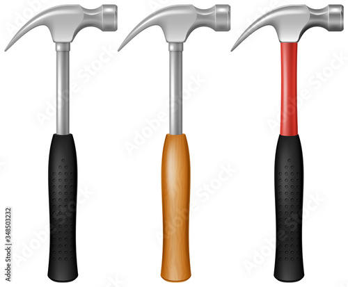Obraz na plátne Set of  steel carpenter's hammers. Vector illustration.