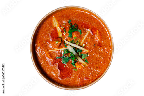 Photography Indian food on a white background, photo for menu