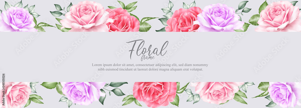 Watercolor Floral Frame and banner Template