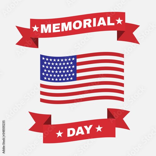 Memorial day. Remember and honor. American flag. Patriotic symbol. logo. Stock - Vector illustration.