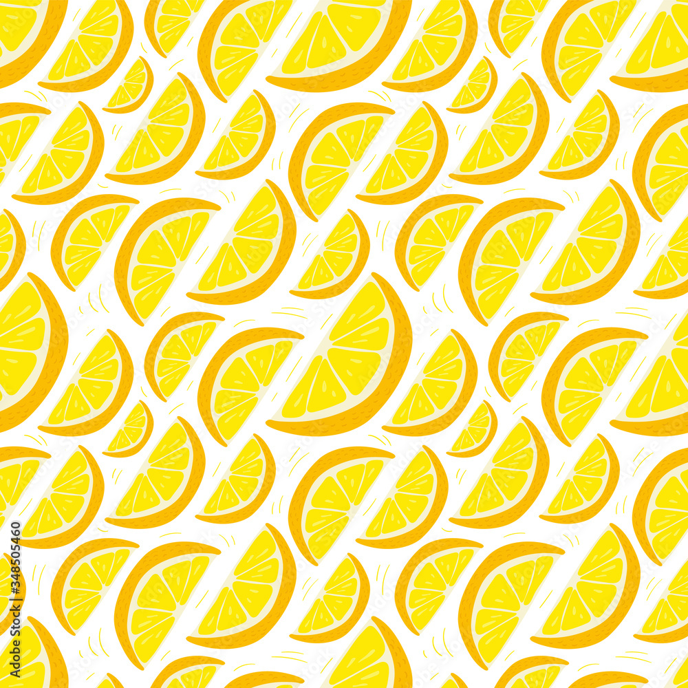 Lemon vector illustrations. Seamless pattern background. hand draw cartoon Scandinavian nordic design style for fashion or interior or cover or textile.