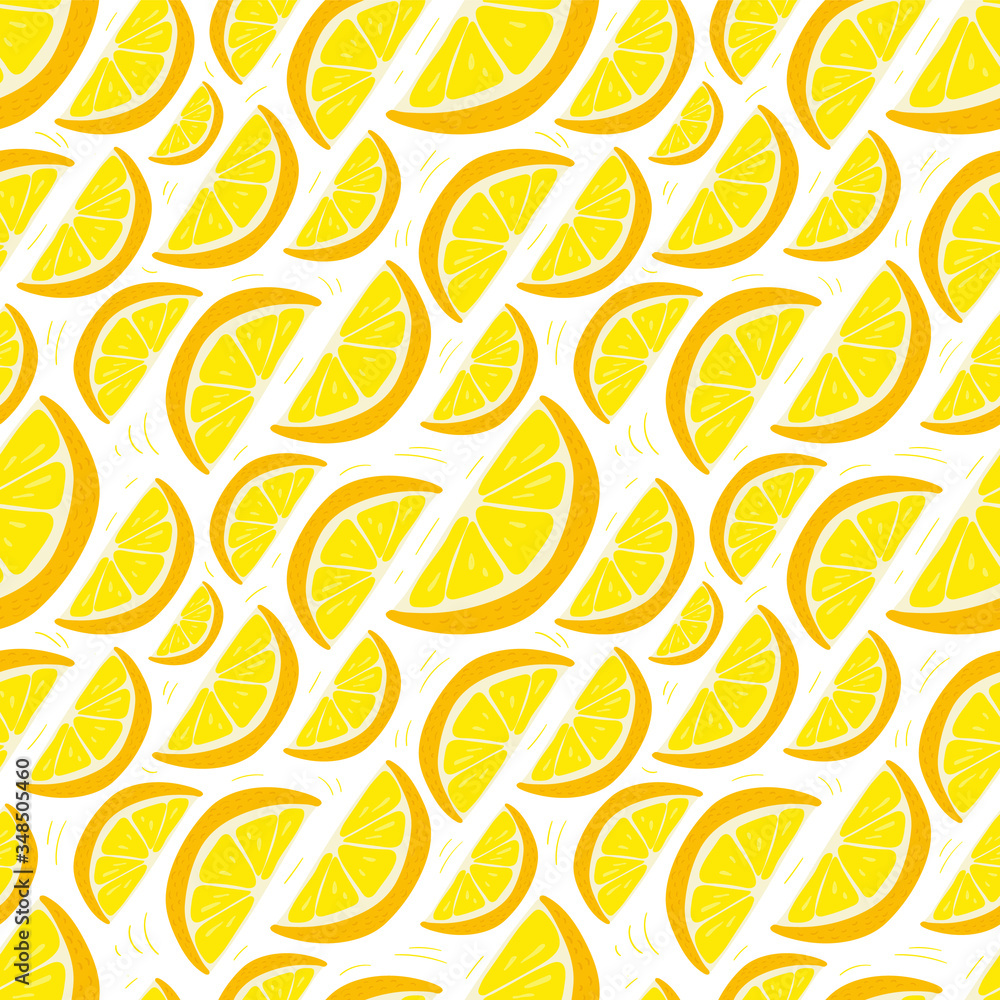 Obraz premium Lemon vector illustrations. Seamless pattern background. hand draw cartoon Scandinavian nordic design style for fashion or interior or cover or textile.