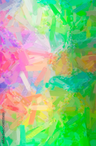 Abstract illustration of green, yellow Oil Paint with big brush background