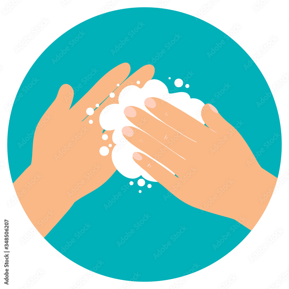 Washing hands with soap flat style vector illustration drawn by hand. Hygiene concept Washing hands with soap flat style vector illustration drawn by hand. Hygiene concept