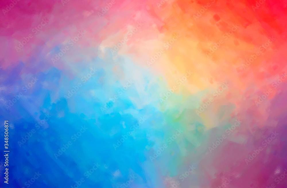 Abstract illustration of blue, yellow and red Dry Brush Oil Paint background