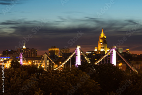 Night Moscow view from point of view in Gorkiy park photo