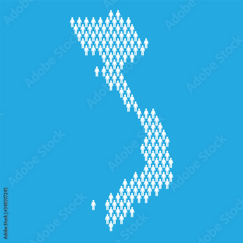 Vietnam population. Statistic map made from stick figure people