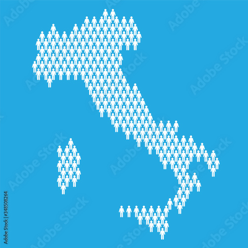 Italy population. Statistic map made from stick figure people