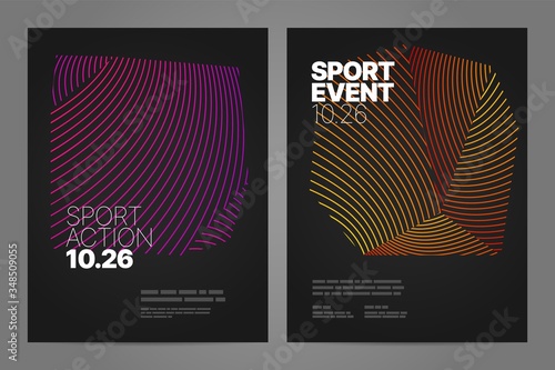 Poster layout design with abstract dynamic lines for sport event, invitation, awards or championship. Sport background.