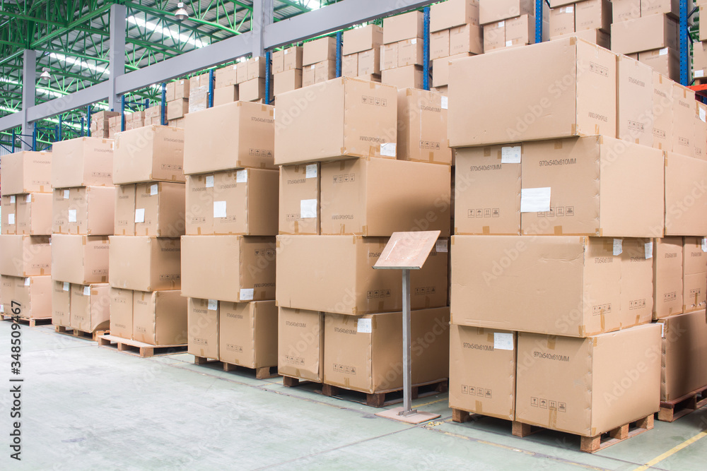 The product or part boxes interior of warehouse. The product or part boxes interior of warehouse.