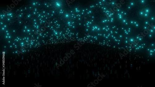 Waitomo Glowworm Caves, Waikato, in pristine secret cave in New Zealand.